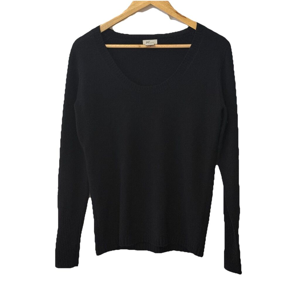 Skull Cashmere By Oats Black 100% Cashmere Knit Sweater Women’s M Rhinestone